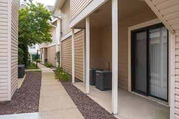 Row of houses with a sidewalk